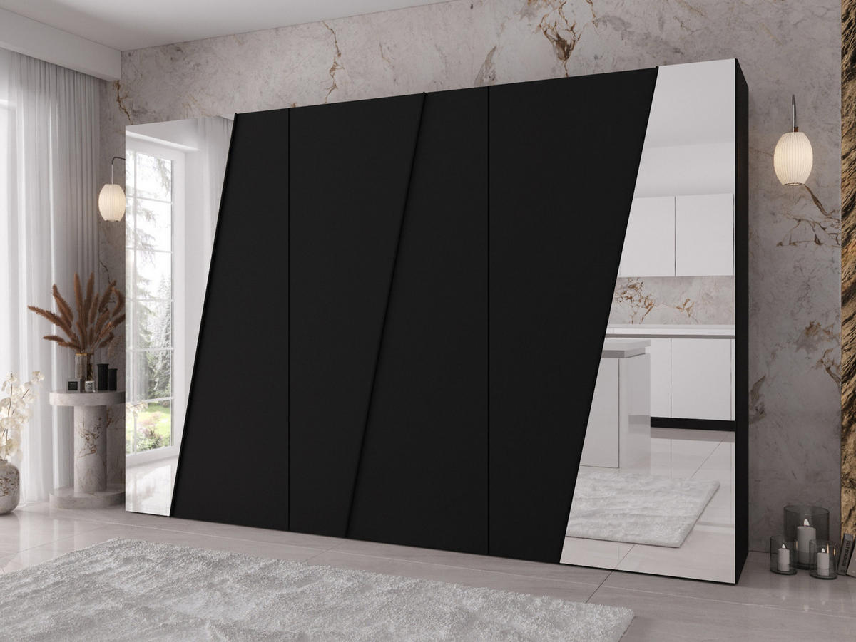 DREHTÜRENSCHRANK Zen 2L 300 cm - Schwarz, Holzwerkstoff/Kunststoff (300/202/50cm) - MIRJAN24