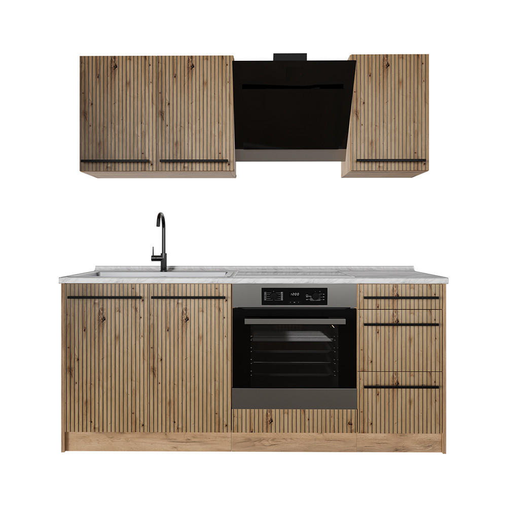 Vicco Singleküche Eiche Artisan, Eiche 180x206.8x60 cm