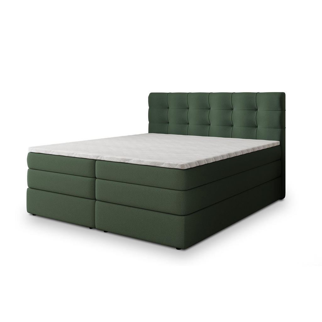 MASSENO POSTEL BOXSPRING AREZI 160x200 cm, s matrací a úložným prostorem, zelená barva