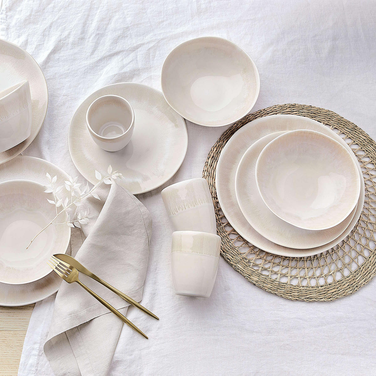 GESCHIRR-SET (12-teilig) Atlantis - Beige, Keramik (1/1/1cm) - Butlers