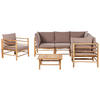LOUNGE SET 6-Sitzer Bambusholz hellbraun 3-teilig Auflagen taupe Cerreto - Taupe, Holz - Beliani