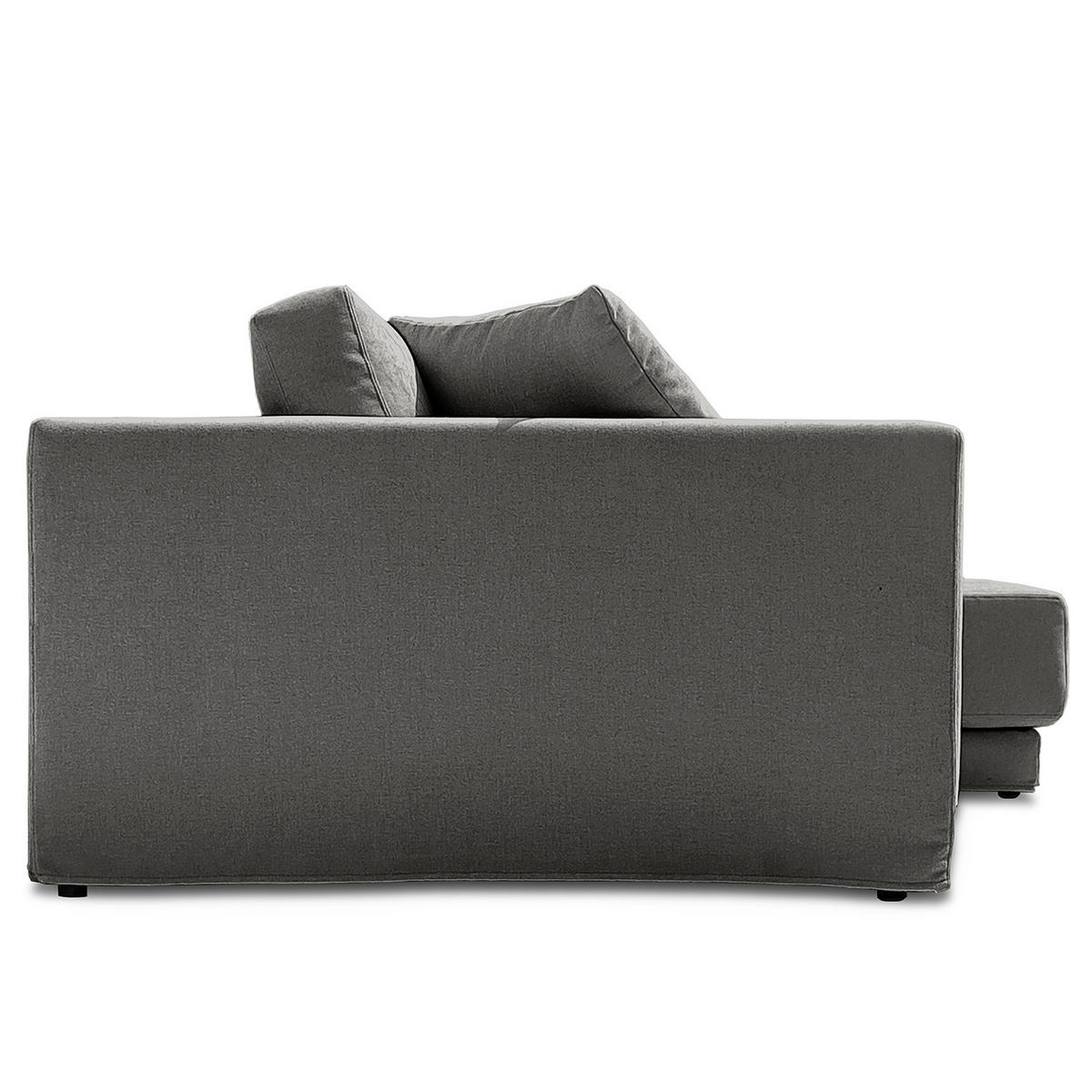 ECKSOFA mit Wechselbezug - Longchair, Webstoff - Dunkelgrau/Schwarz, Kunststoff/Textil (260/155cm) - home24