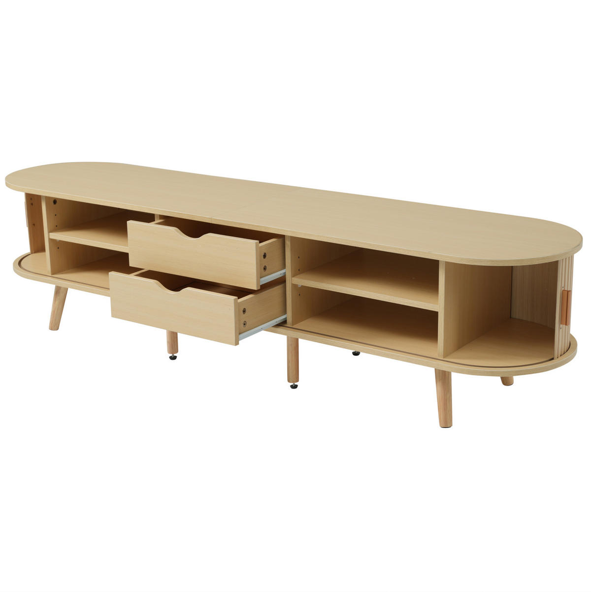 NÍZKÁ komoda z MDF, 175/40/42 cm, dekor světlý ořech, se 2 zásuvkami a posuvnými dvířky - barva starého dubu, kompozitní dřevo (175/42/40cm) - BEAOK