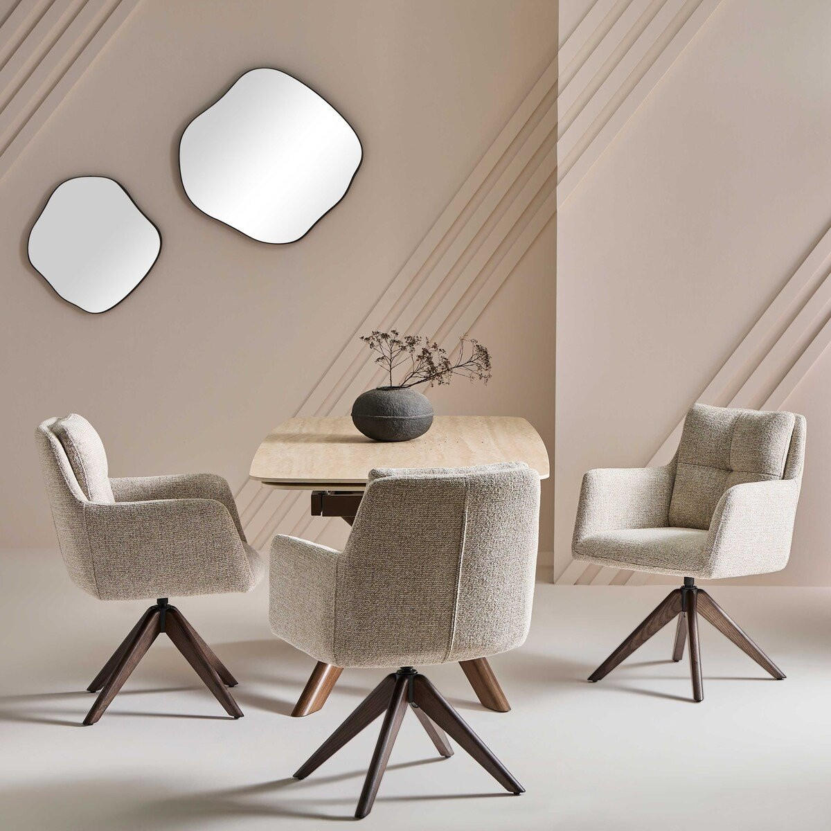 BRIDGE-STUHL mit massivholzbeinen - dante 61/67/86 cm - Beige, Holzwerkstoff (67/86/61cm) - Signature