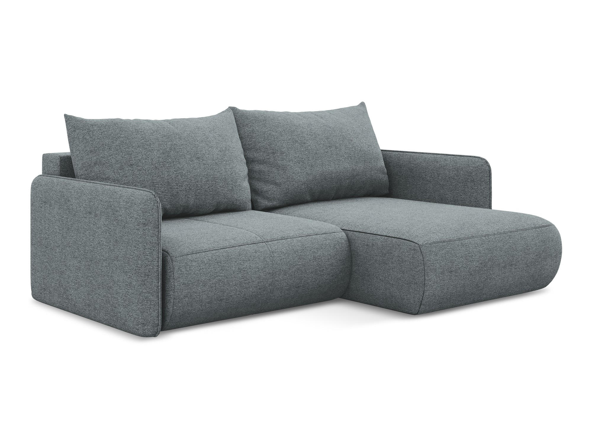 ECKSOFA mit Schlaffunktion Chenille Stoff Blau - Blau/Blaugrau, Kunststoff/Textil (207/148cm) - Makamii