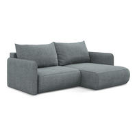 ECKSOFA mit Schlaffunktion Chenille Stoff Blau - Blau/Blaugrau, Kunststoff/Textil (207/148cm) - Makamii