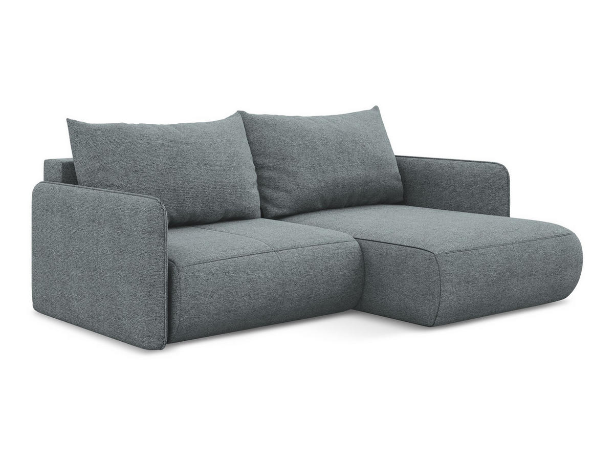 ECKSOFA mit Schlaffunktion Chenille Stoff Blau - Blau/Blaugrau, Kunststoff/Textil (207/148cm) - Makamii