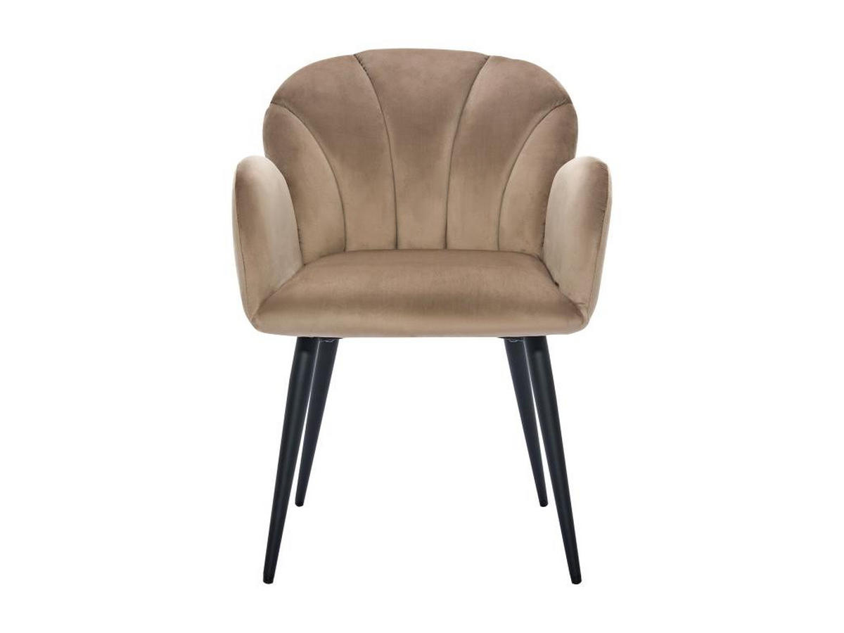 STUHL mit Armlehnen 6er-Set - Samt & schwarzes Metall - Beige - LANSENA - Beige, Textil (65/81/56cm) - Pascal Morabito