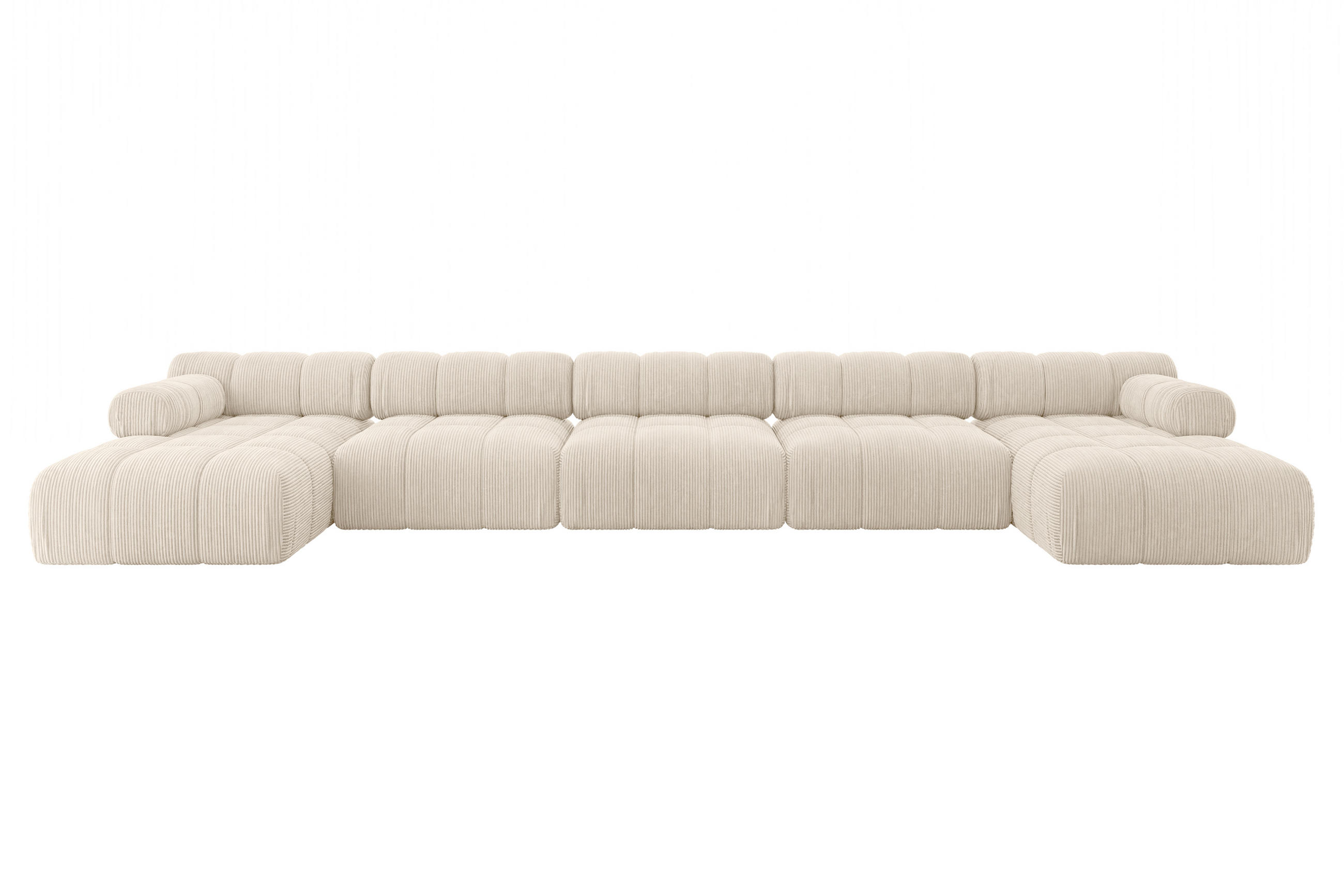 WOHNLANDSCHAFT modulares Sofa Tesso-U3 - 475x160x70 cm Beige Cord - Beige, Holzwerkstoff/Textil (475/70/160cm) - ALTDECOR