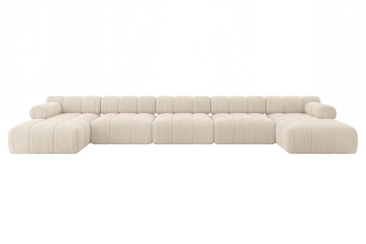 WOHNLANDSCHAFT modulares Sofa Tesso-U3 - 475x160x70 cm Beige Cord - Beige, Holzwerkstoff/Textil (475/70/160cm) - ALTDECOR