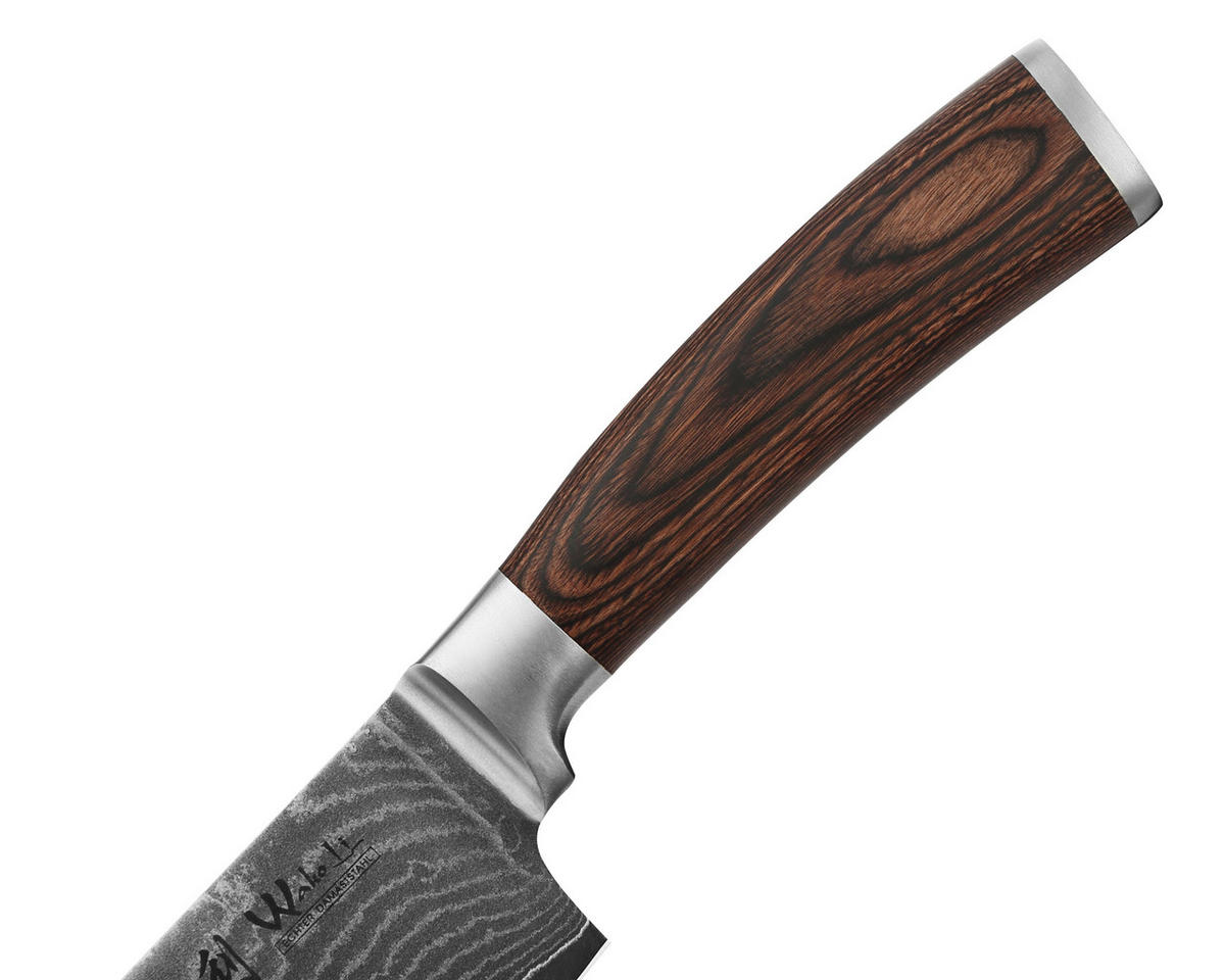 NAKIRI Messer Damastmesser I EDIB - Braun, Holz/Metall (30cm) - Wakoli