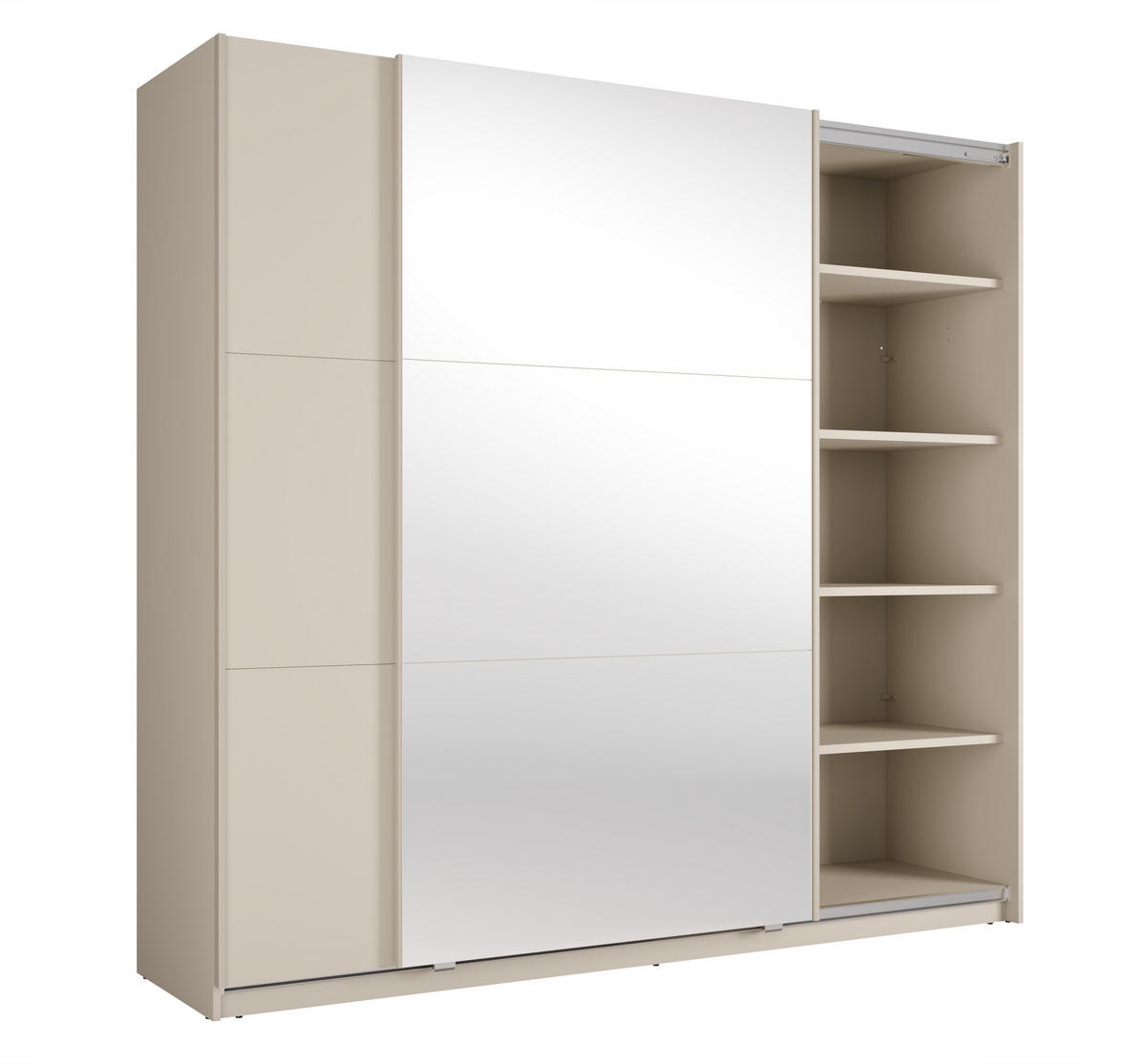 SCHWEBETÜRENSCHRANK Lunoria 221 cm Beige mit Spiegel - 221/207/60 cm - Beige, Holz/Holzwerkstoff (221/207/60cm)