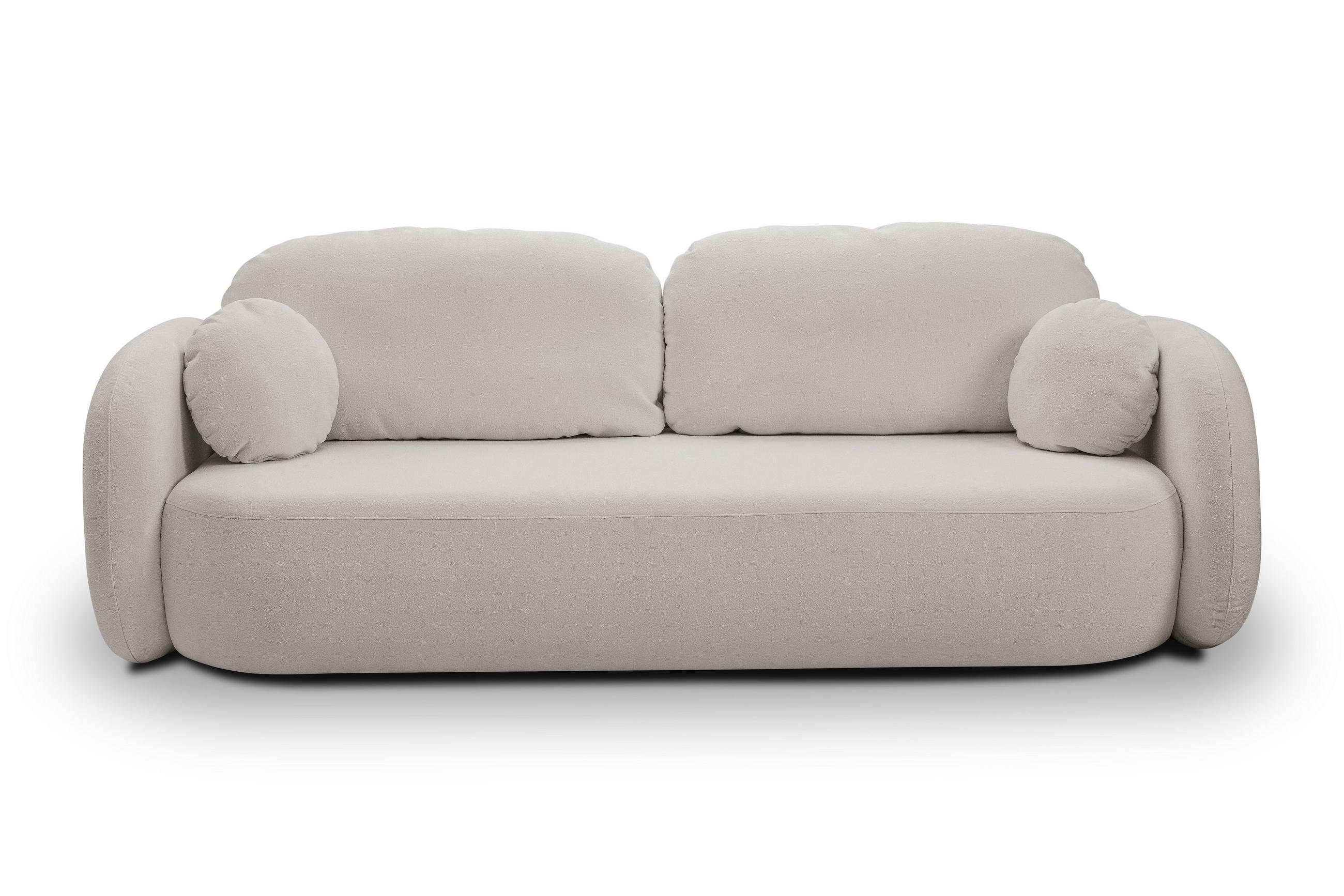 BETTSOFA AMICO Hellgrau Bucle-Stoff mit Schlaffunktion - Hellgrau, Holz (238/86.5/101cm) - MASSENO