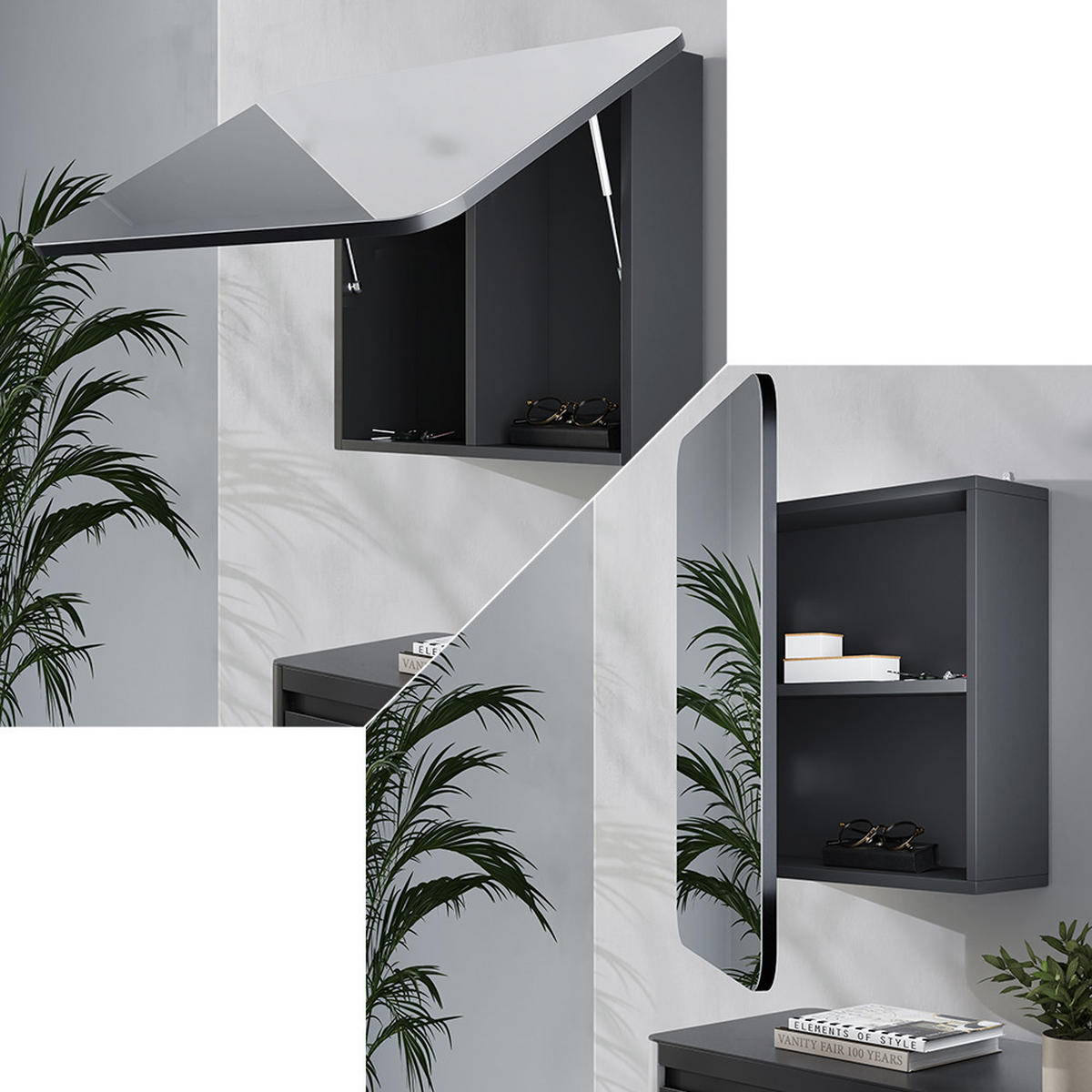 KOUPELNOVÁ ZRCADLOVÁ SKŘÍŇKA Zino Antracit - antracitová, kompozitní dřevo (70/50/17.4cm) - Vicco