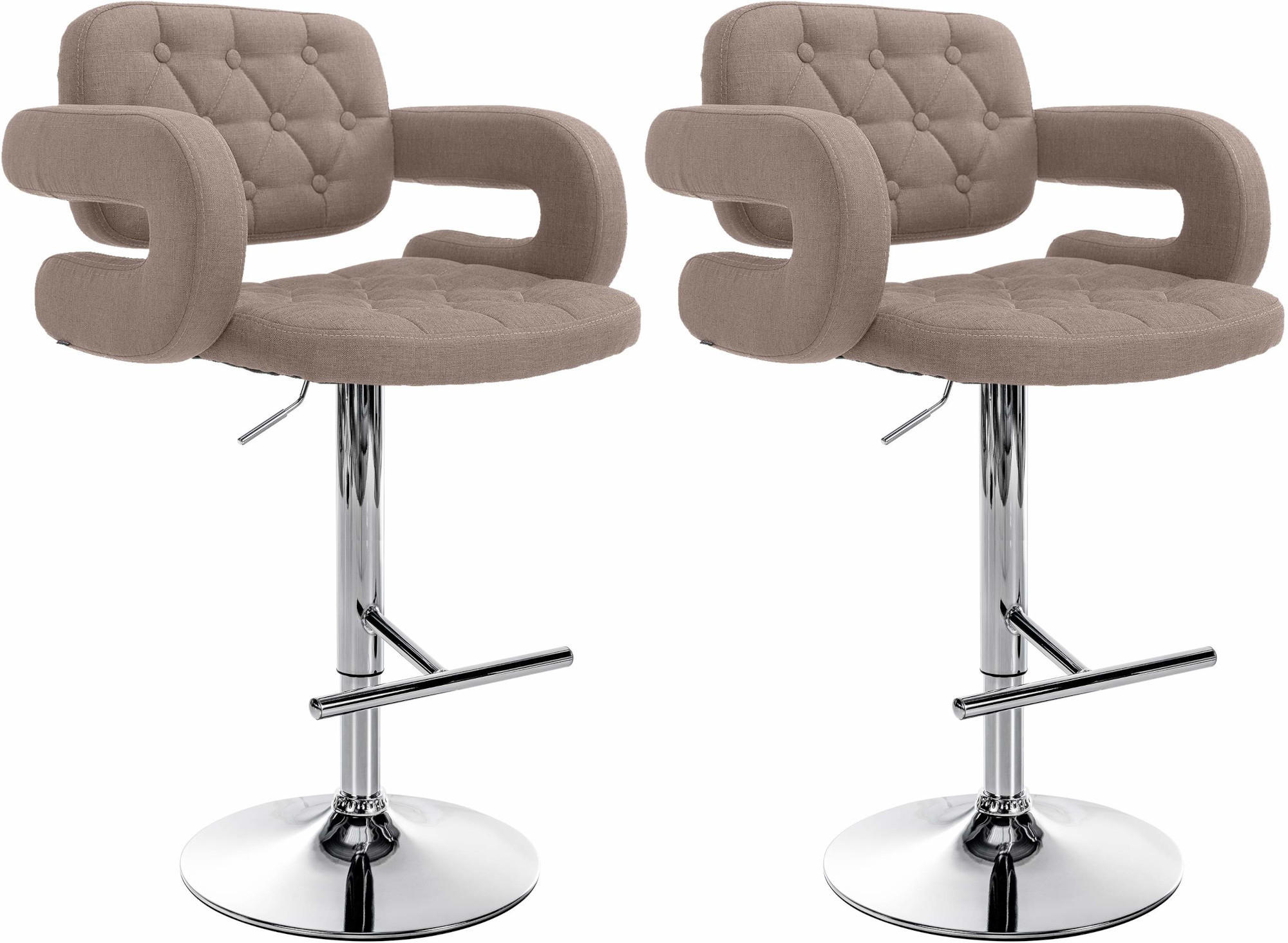BARHOCKER 2er Set Stoff taupe - Taupe/Chromfarben, Textil/Metall (62/103/55cm) - CLP