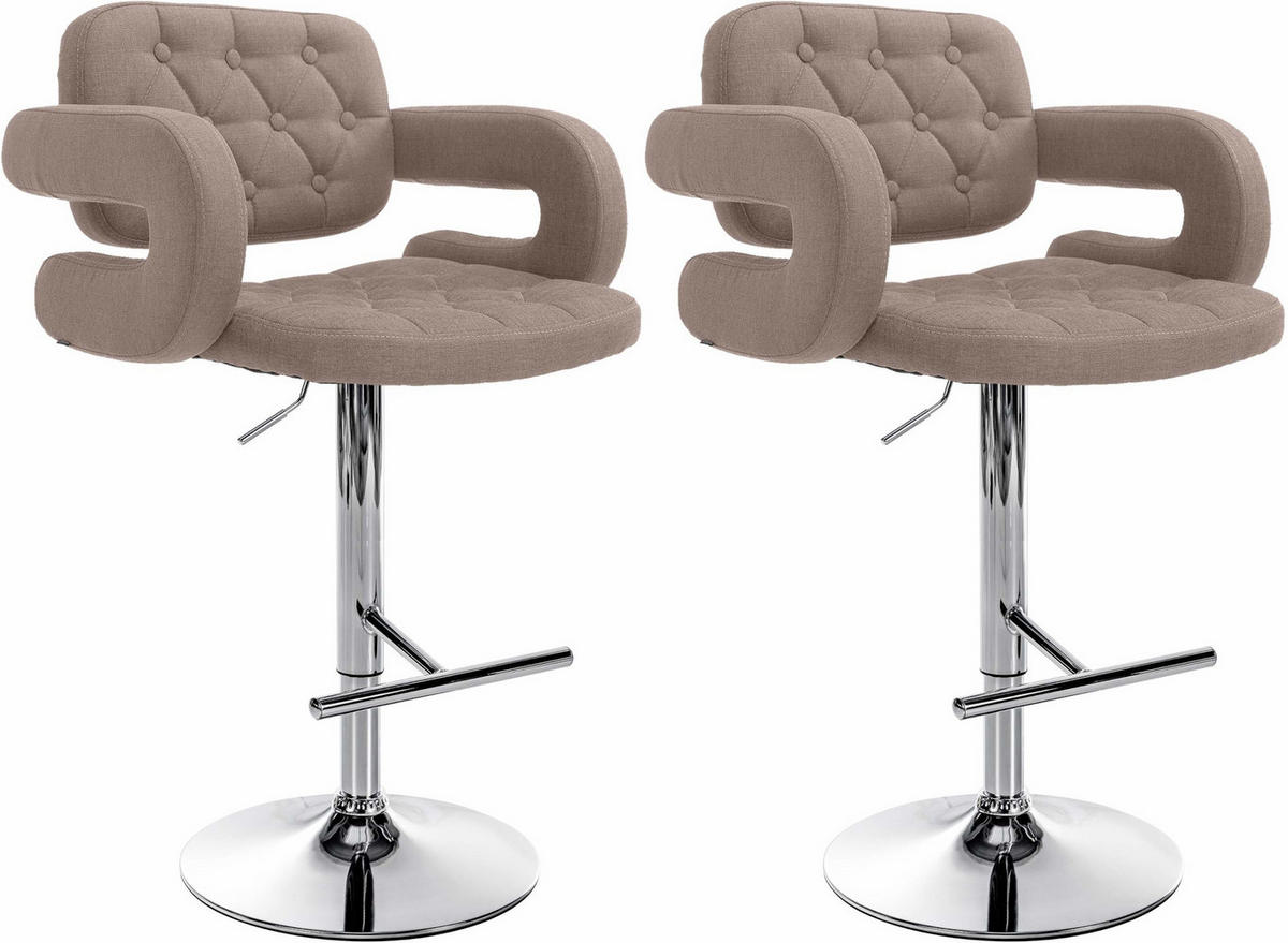 BARHOCKER 2er Set Stoff taupe - Taupe/Chromfarben, Textil/Metall (62/103/55cm) - CLP