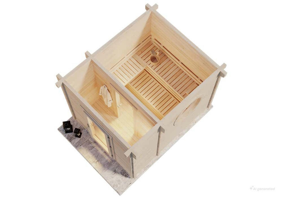 GARTENSAUNA Holz Cubus - Naturfarben, Holz (264/257/321cm) - FinnTherm