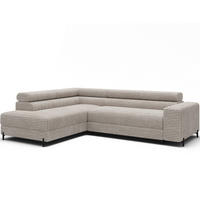 ECKSOFA COLESIO L-Form, Schlaffunktion, Bettkasten, verstellbare Kopfstützen, Wellenfederung, Metallfüße, breiter Cordstoff - Schwarz/Weiß, Kunststoff/Metall (269/204cm) - Wohnideebilder