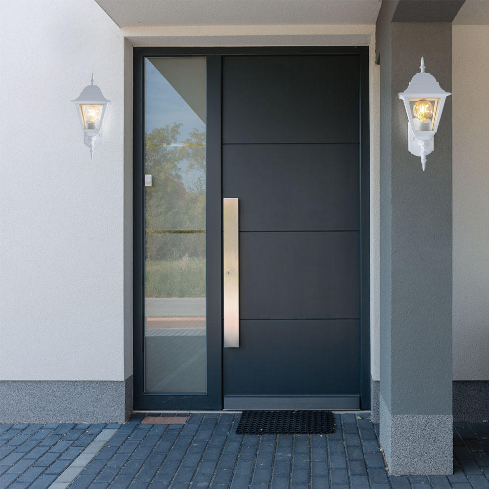 LED AUSSENWANDLEUCHTE Laterne Aluminium Weiß 2er Set - Weiß, Glas (24.5/18.5/44.5cm)