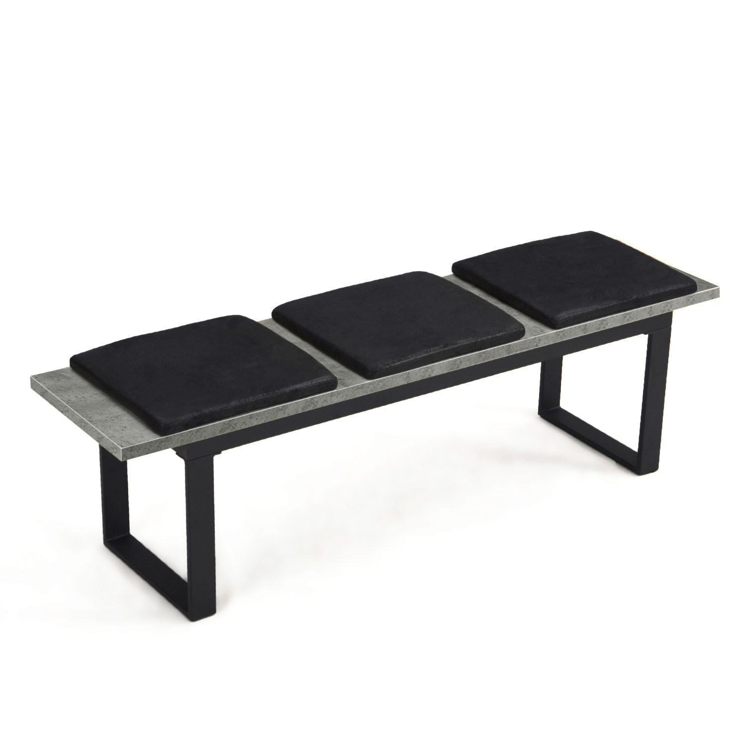 SITZBANK LEA Beton, 160/40/45 cm - Anthrazit/Schwarz, Holzwerkstoff/Metall (160/45/40cm) - B&D Home