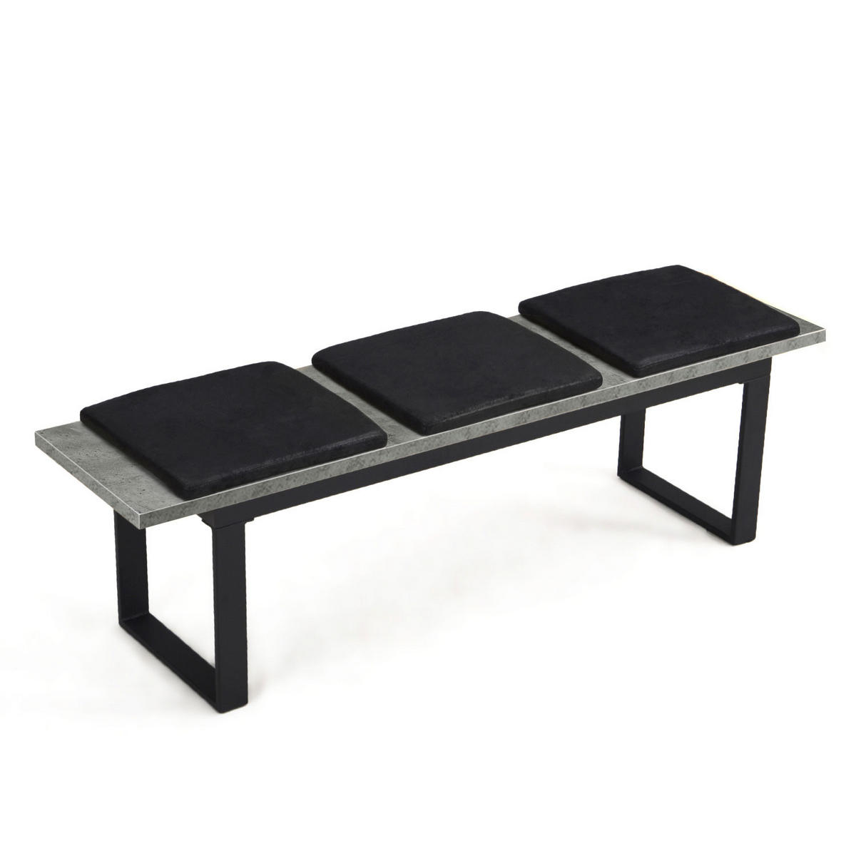 SITZBANK LEA Beton, 160/40/45 cm - Anthrazit/Schwarz, Holzwerkstoff/Metall (160/45/40cm) - B&D Home