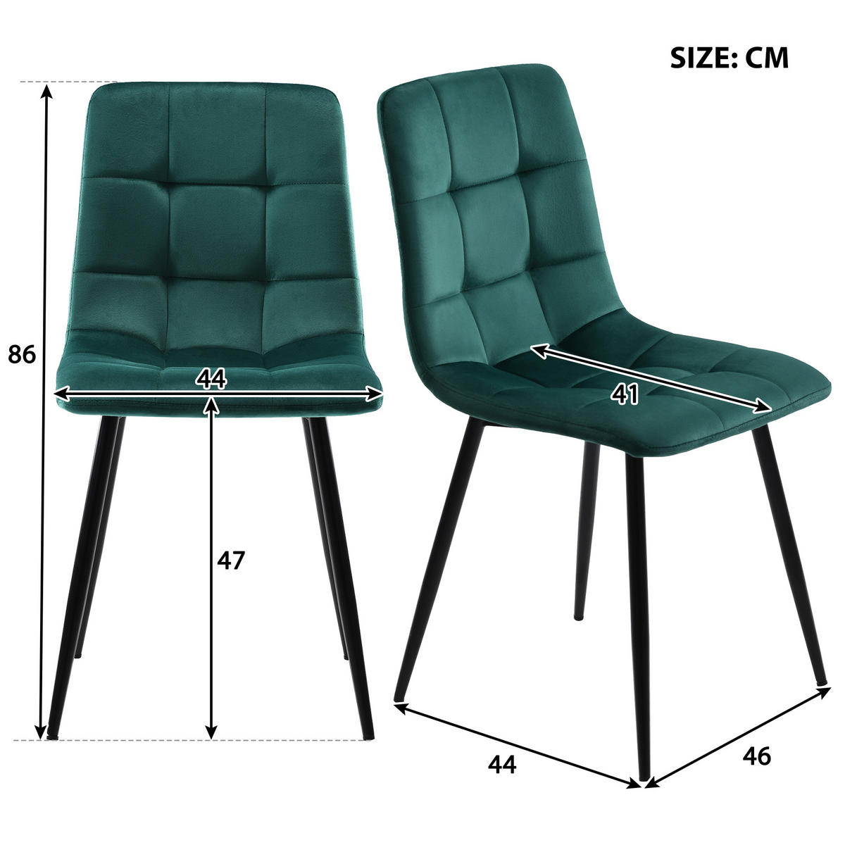 ESSTISCH Set 117x68x75 mit einem Tisch und vier samtgepolsterten Stühlen für Esszimmer Küche und Wohnraum, weiß-grün - Grün, Holzwerkstoff (68/75/117cm) - Luhomfu