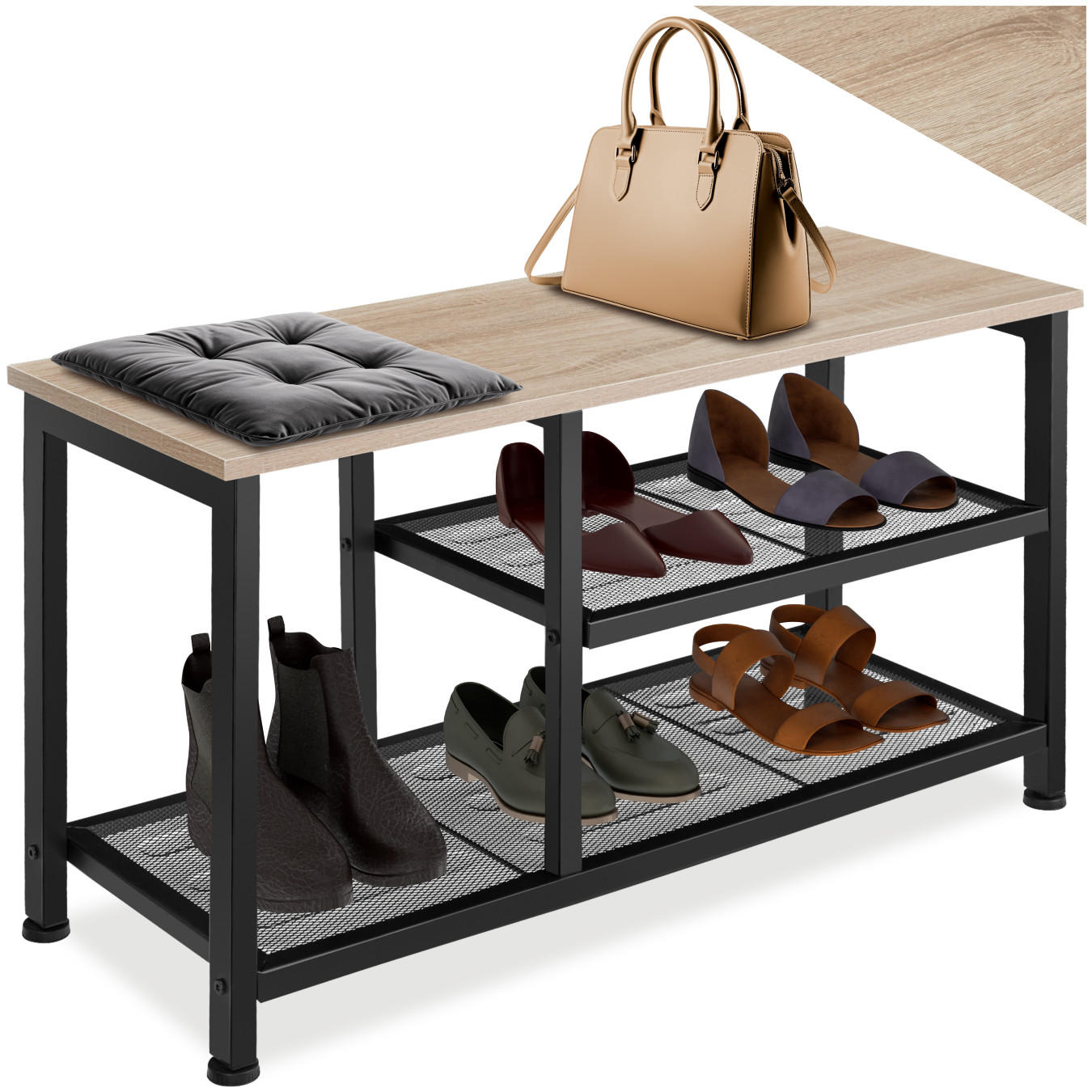 SCHUHREGAL Taunton,80 x 30 x 45,5 cm,Industrial Holz hell, Eiche Sonoma - Naturfarben, Holz (30/45.5/80cm) - tectake