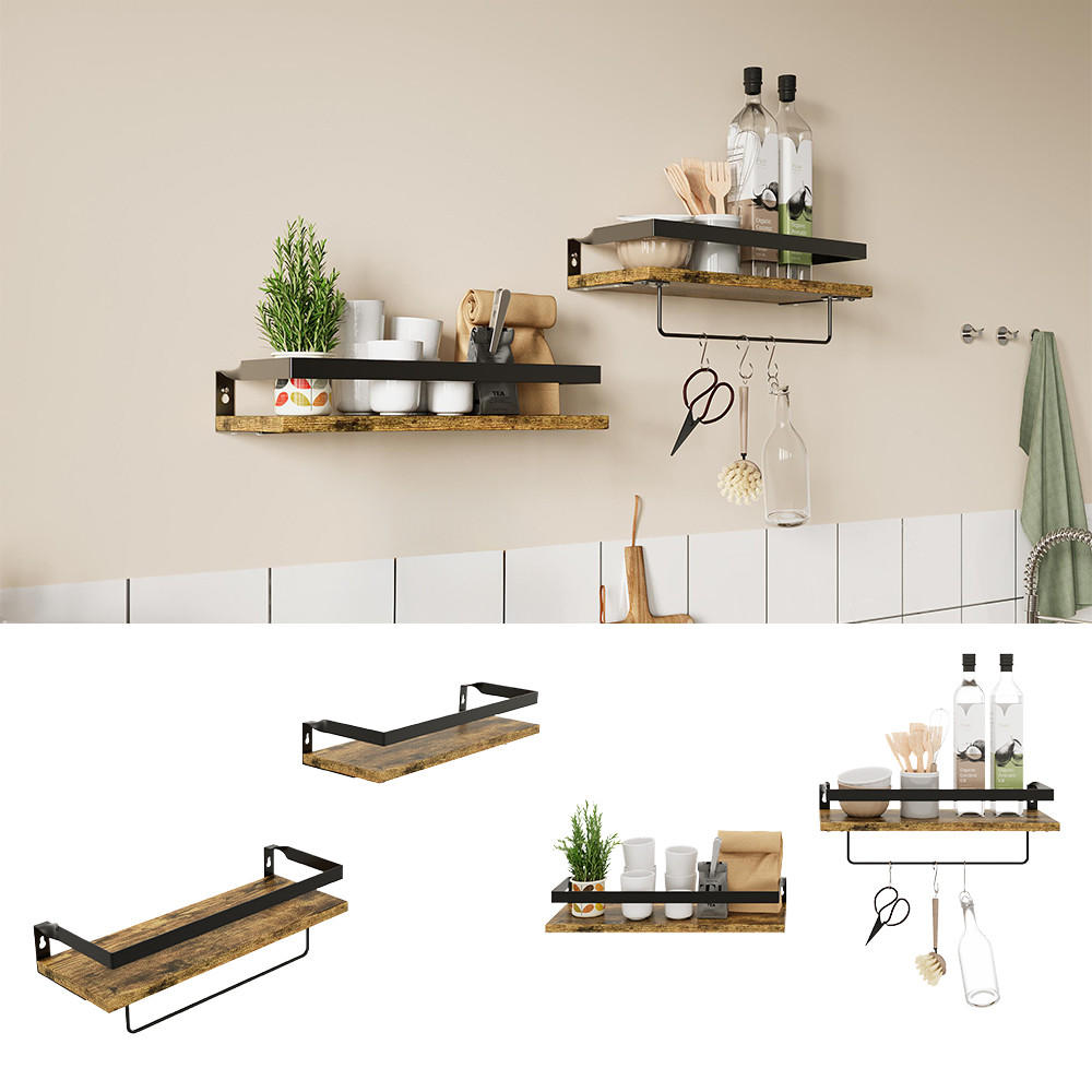 WANDREGAL Fyrk Eiche rustikal 43 x 13 cm 2er Set - Wildeiche, Holzwerkstoff (43/13/15cm) - Vicco