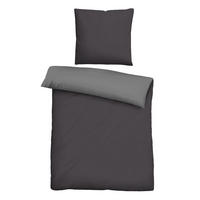 BETTWÄSCHE-GARNITUR Linon UNI titanium, 135x200 cm + 80x80 cm - Titanfarben, Textil (135/200cm) - biberna
