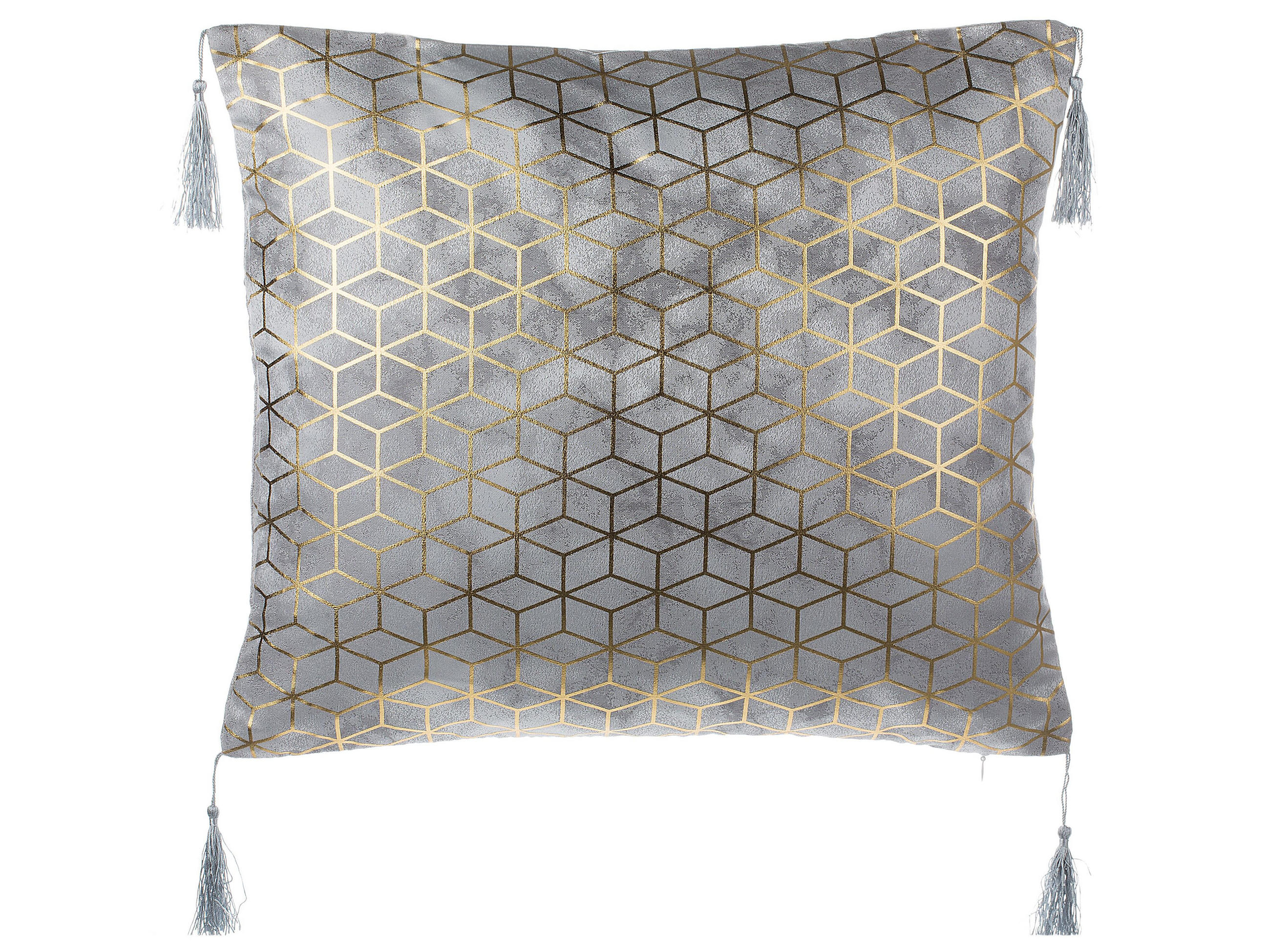 DEKOKISSEN 2er-Set Silber 45/45 cm Camellia - Silberfarben, Textil (45/45cm) - Beliani
