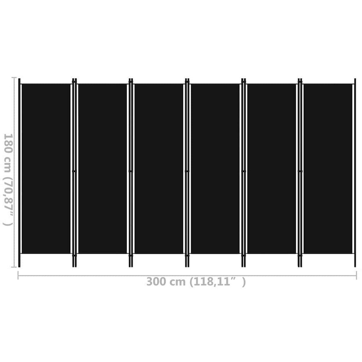 RAUMTEILER 6-teilig Schwarz 300/180 Cm - Schwarz, Textil (300/180/1cm) - vidaXL