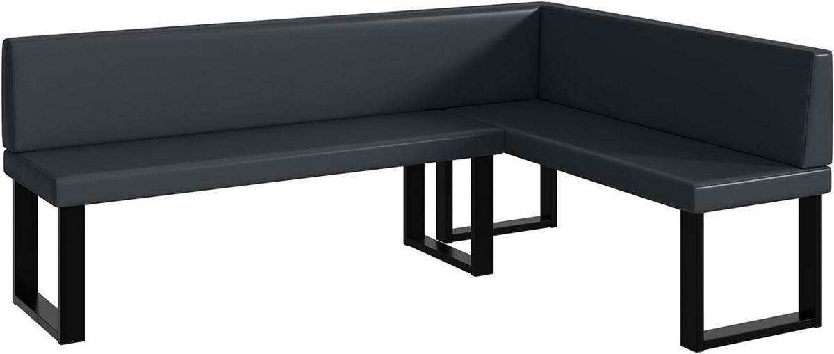 ECKBANK TONI_U - Dunkelgrau, Leder (142/196cm) - Meblini