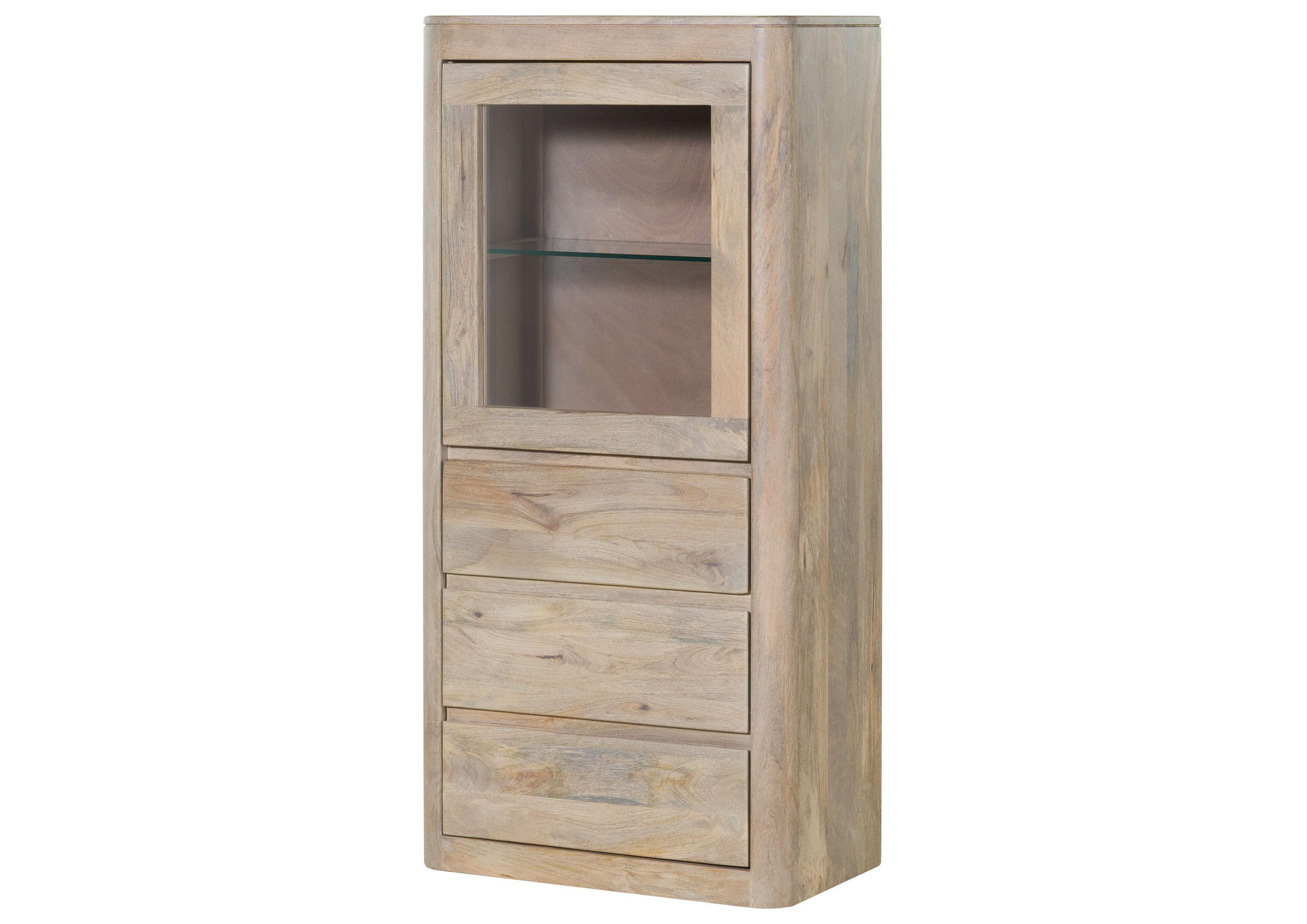VITRINE Mango 70x40x145 weiß lackiert TORONTO #308 - Weiß, Holz (70/145/40cm) - Massivmoebel24