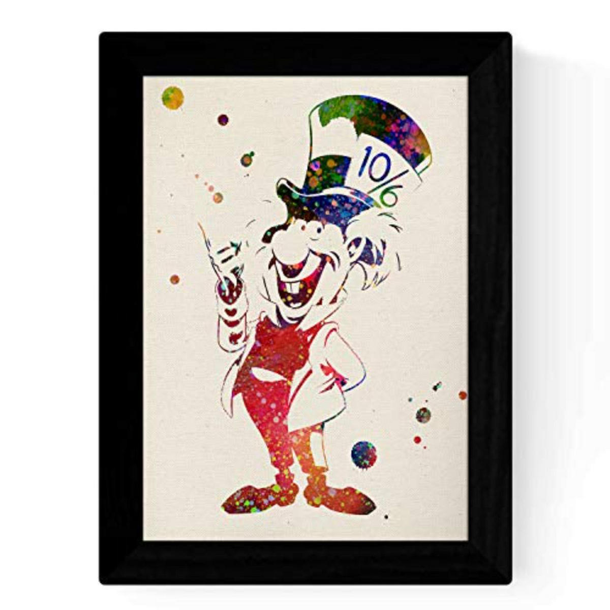 POSTER Set mit 4 Alice im Wunderland, Alice, Kaninchen, Hutmacher und Katze A3 Schwarzer Rahmen - Schwarz, Papier (29.7/3cm) - Nacnic