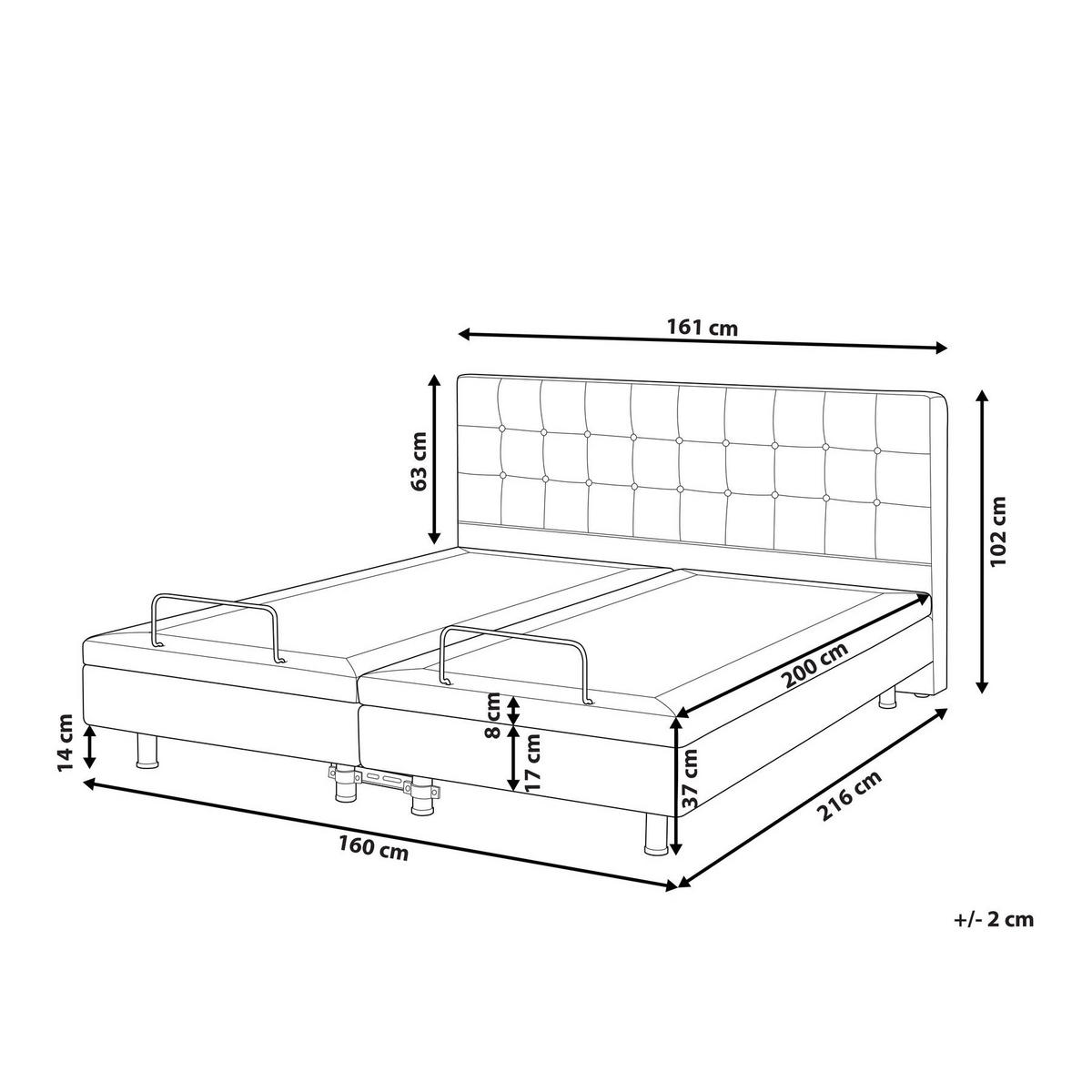 BETT verstellbar 160/200 cm Bouclé Cremeweiß Duke - Creme, Textil (160/200cm) - Beliani