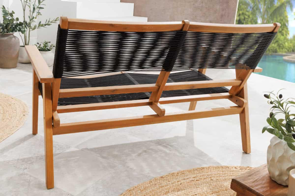 GARTENBANK BALI ROPE Akazie Anthrazit 120cm - Braun/Grau, Holz/Kunststoff (120/84/70cm) - riess-ambiente