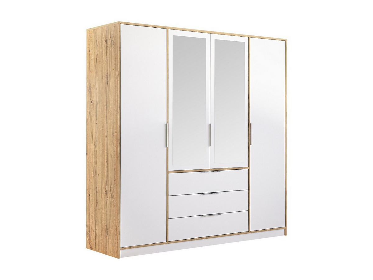 KLEIDERSCHRANK - 196 cm x 58 cm - Holz, Platte - Naturfarben Hell, Weiß LAMIKI - Naturfarben/Weiß, Holz (196/200/58cm) - Vente-Unique