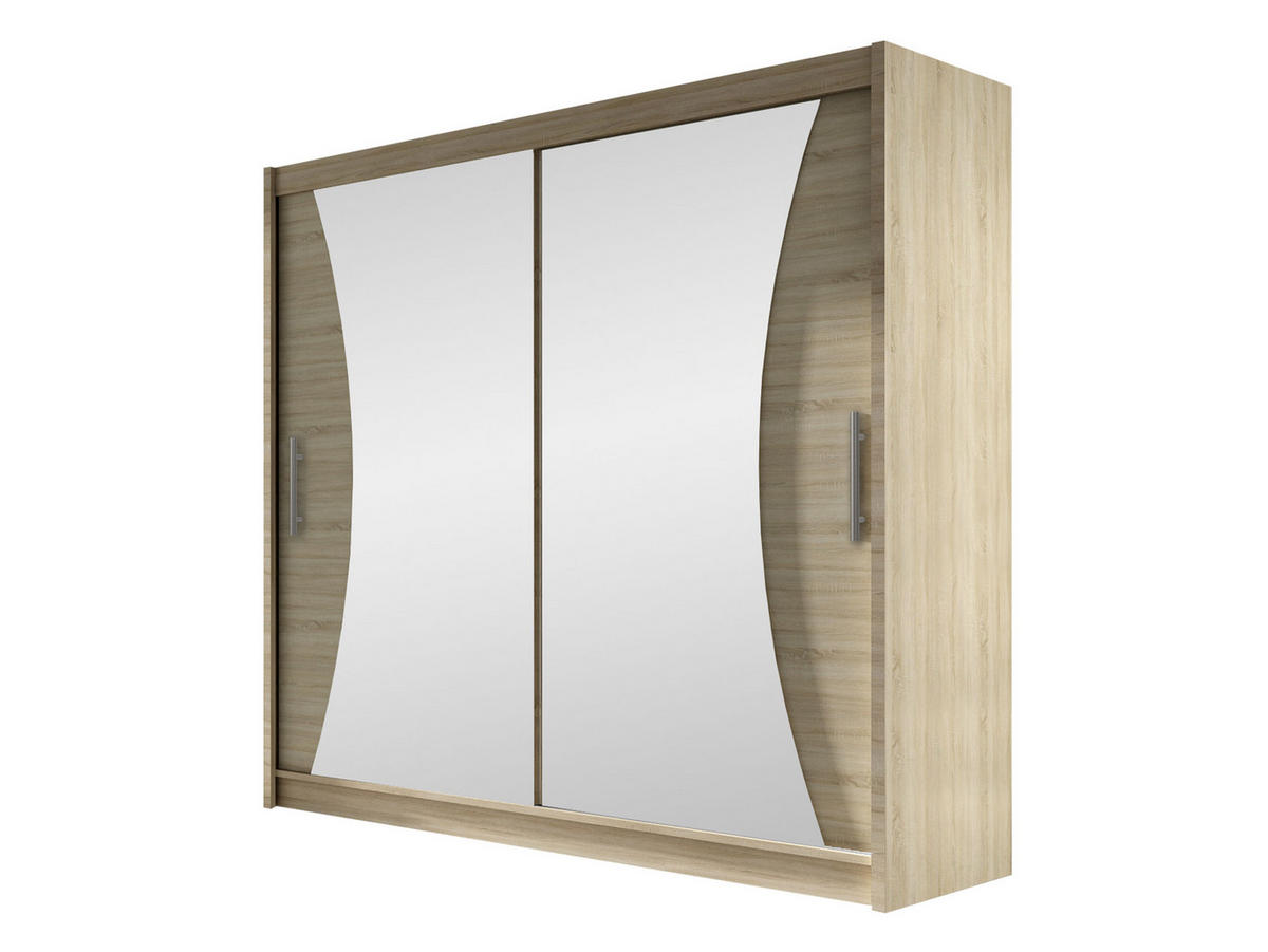 KLEIDERSCHRANK London V - Silberfarben/Sonoma Eiche, Holzwerkstoff/Kunststoff (180/215/58cm) - MIRJAN24