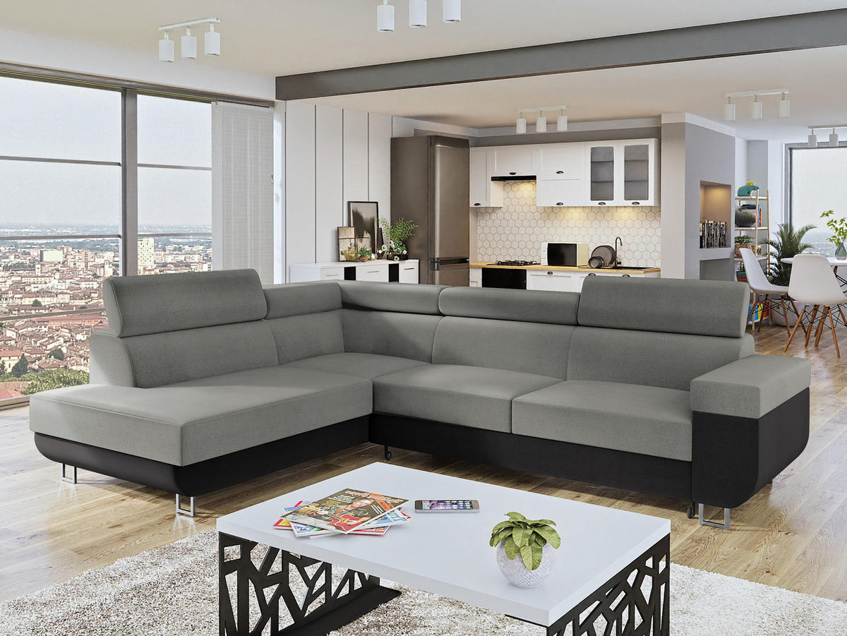 ECKSOFA Fonti, Seite: Links - Grau, Holz/Textil (253/188cm) - MIRJAN24