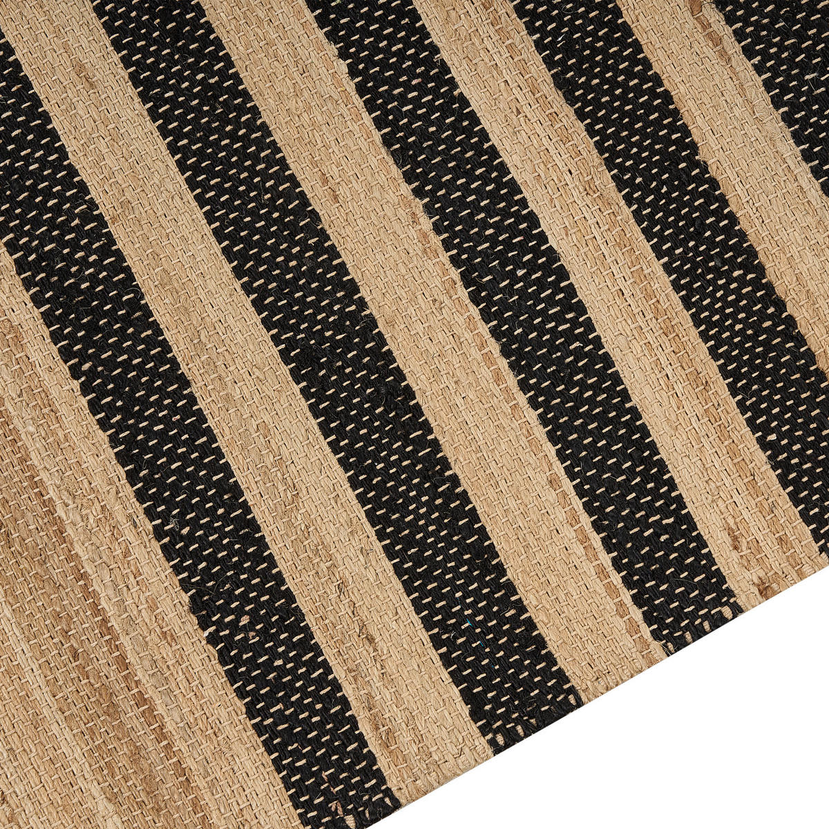 KOBEREC pletený Béžový 160/230 cm Ericek - černá/béžová, přírodní materiály (160/230cm) - Beliani