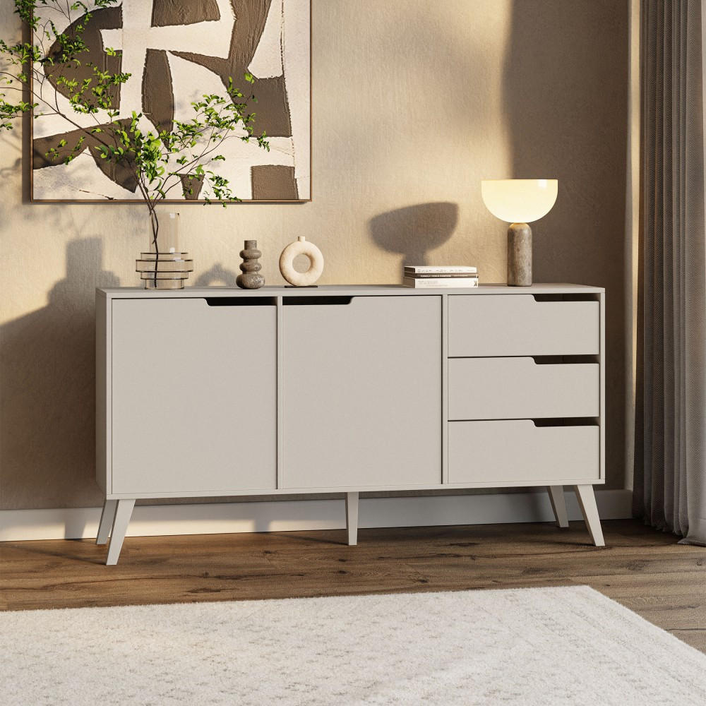 KOMMODE Norel mit 3 Schubalden und 2 Türen, Kaschmir - Kaschmir, Holz/Holzwerkstoff (160/80/40cm) - Beautysofa