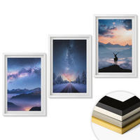 WANDBILDER 3er-Set - 40x60 cm Weißer Rahmen - Nachthimmel Berge Nebel Hirsch - Weiß, Kunststoff (40/60cm) - ArtPrintCave