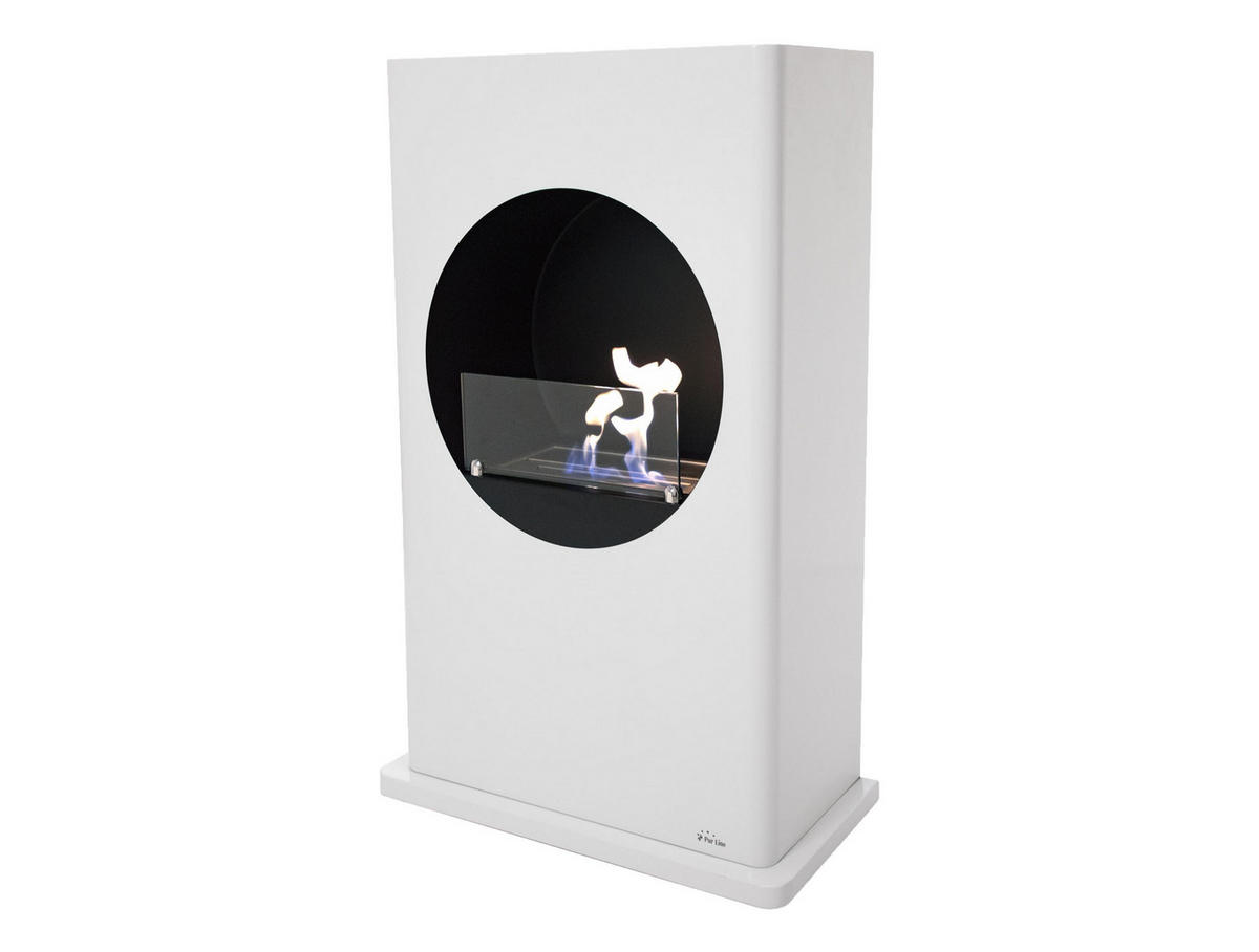 BIOETHANOL-KAMIN Weiß Bodenmodell inklusive 1.5 L Brennblock - Weiß, Metall (64/100/32cm) - Purline