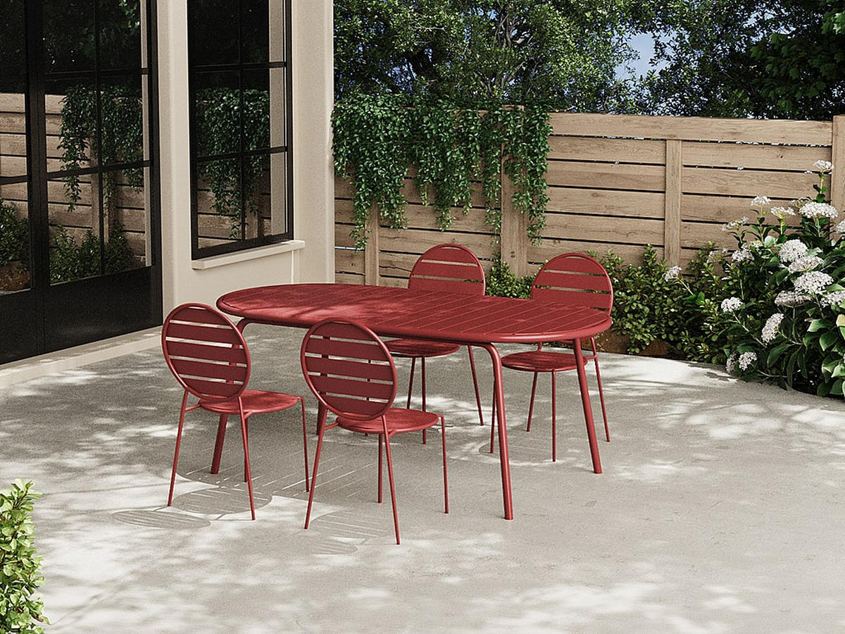 GARTENSTUHL stapelbar 4er-Set - Metall - Terracotta - MONTEFARO von MYLIA - Braun, Metall (46.5/87.5/55.5cm) - Vente-Unique