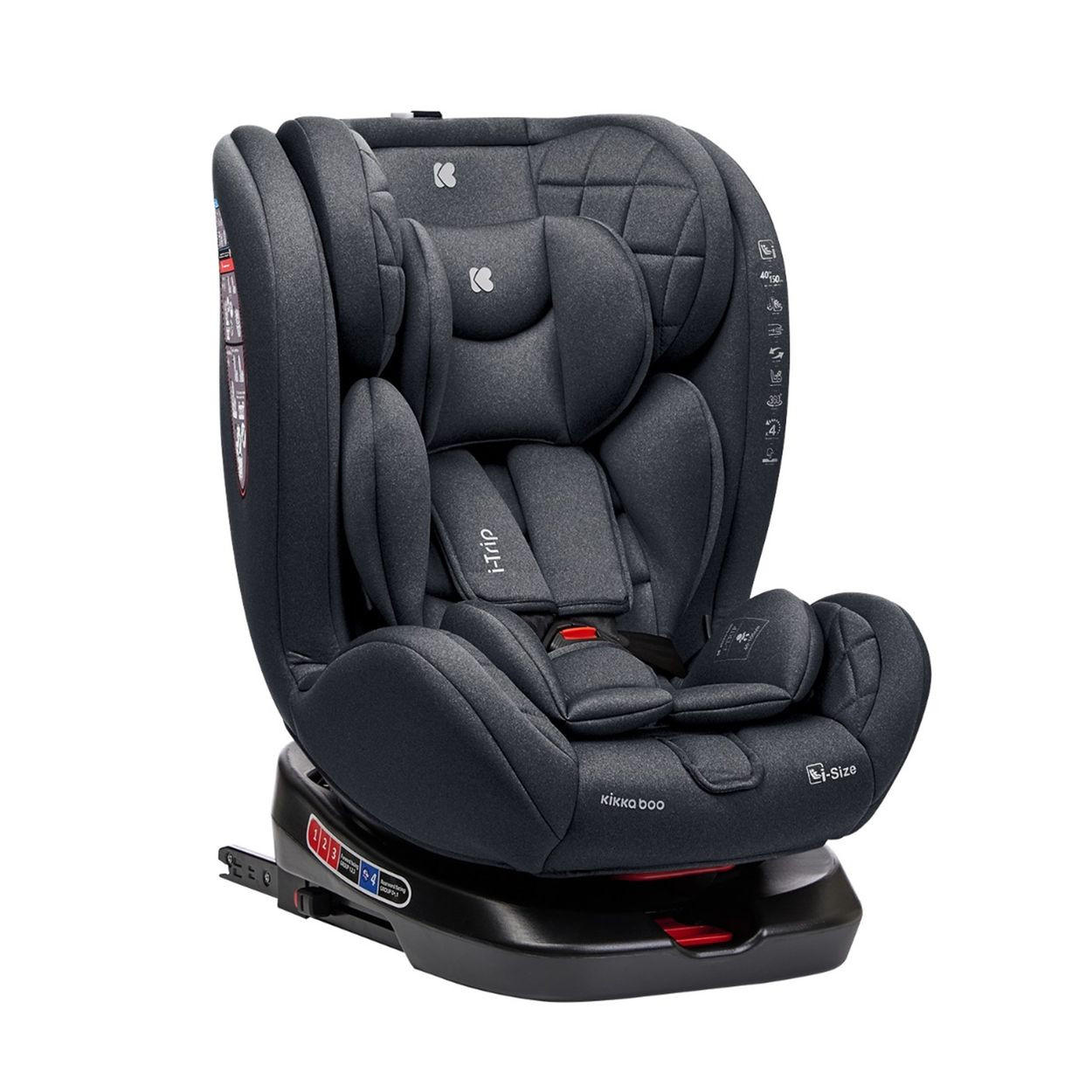 KINDERSITZ i-Trip i-Size grau (40-150 cm) Gruppe 0+/1/2/3 verstellbar Isofix - Grau, Kunststoff (46/62/50cm) - Kikka boo