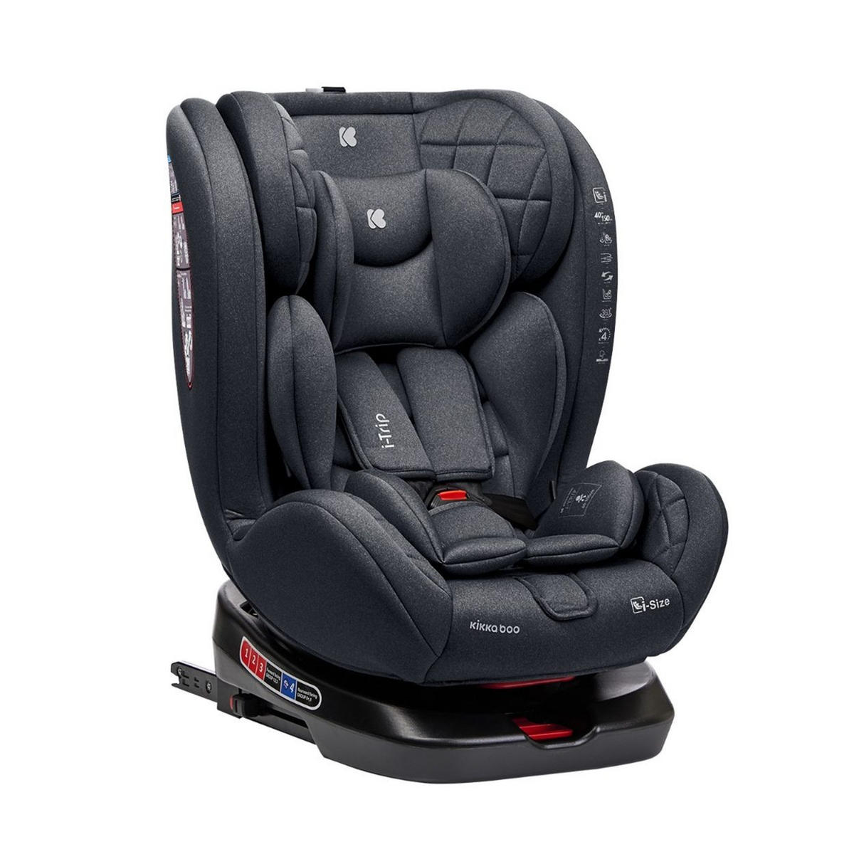 KINDERSITZ i-Trip i-Size grau (40-150 cm) Gruppe 0+/1/2/3 verstellbar Isofix - Grau, Kunststoff (46/62/50cm) - Kikka boo