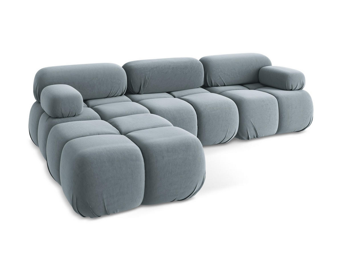 ECKSOFA Beidseitig Samt Stoff Blau - Blau/Schwarz, Kunststoff/Textil (285/191cm) - Makamii