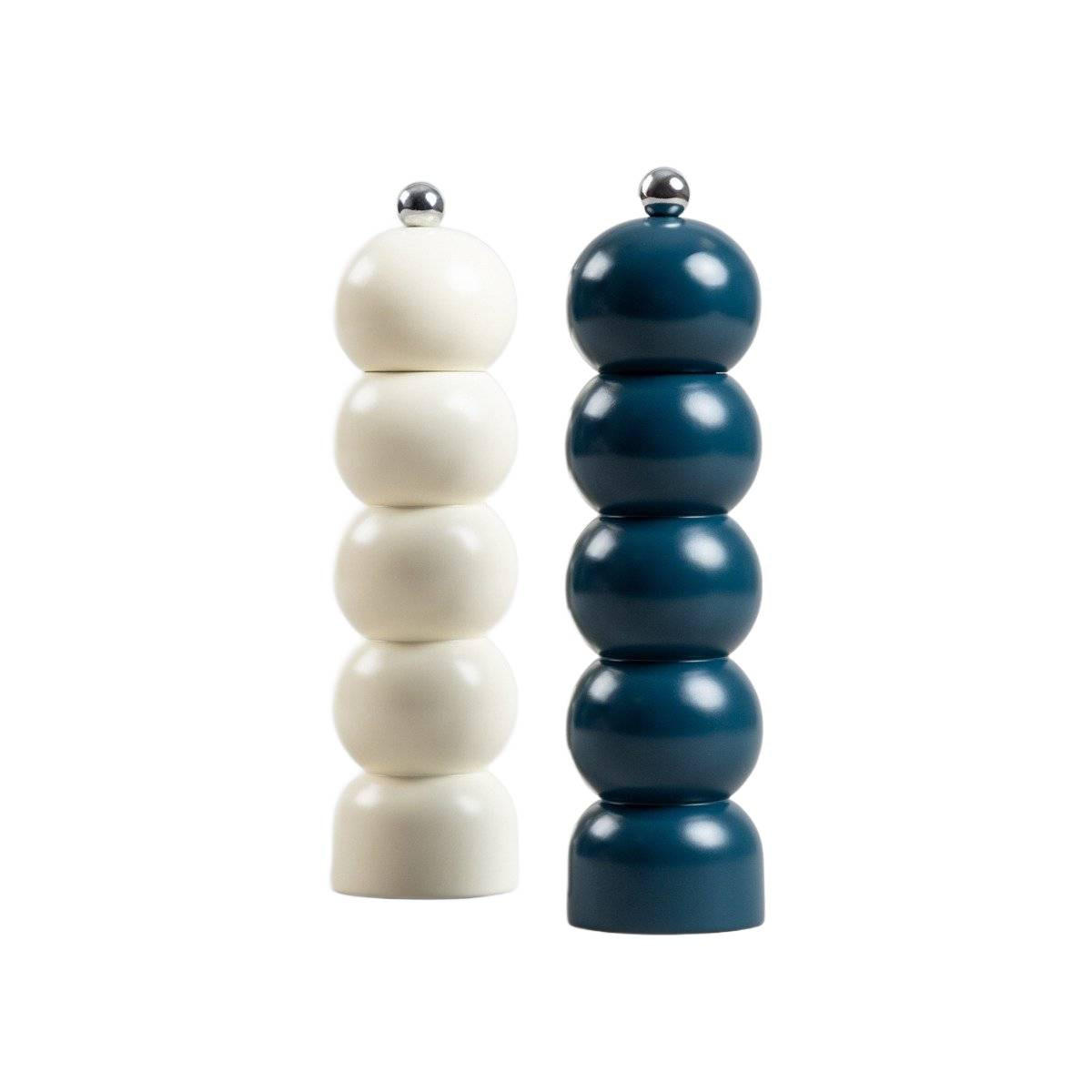 GEWÜRZMÜHLE Spice Bubble blau und creme 21 cm 2er-Set - Blau, Holz (6/21/6cm) - Homla