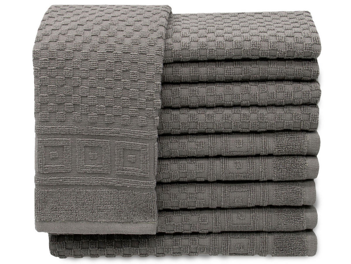 GÄSTETÜCHER, 10er-Set, 30x50 cm, 100% Baumwolle, Grau - Anthrazit, Textil (30/50cm) - Zollner