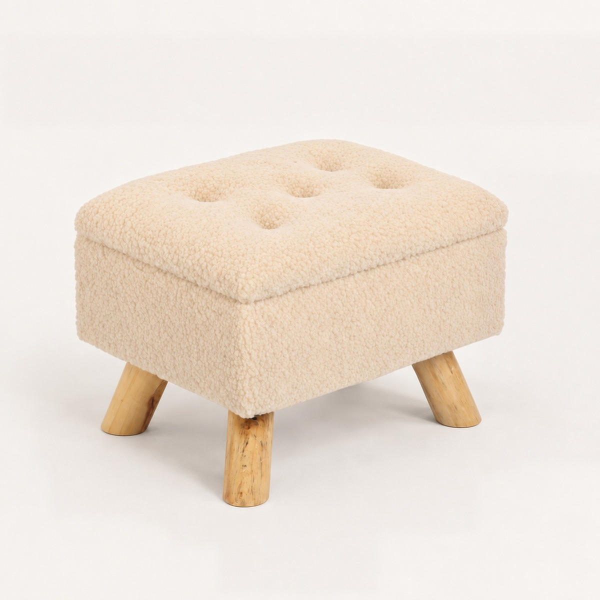 TABURET Béžový s úložným prostorem teddy - béžová, dřevo/kompozitní dřevo (38/28/28cm) - Relaxdays